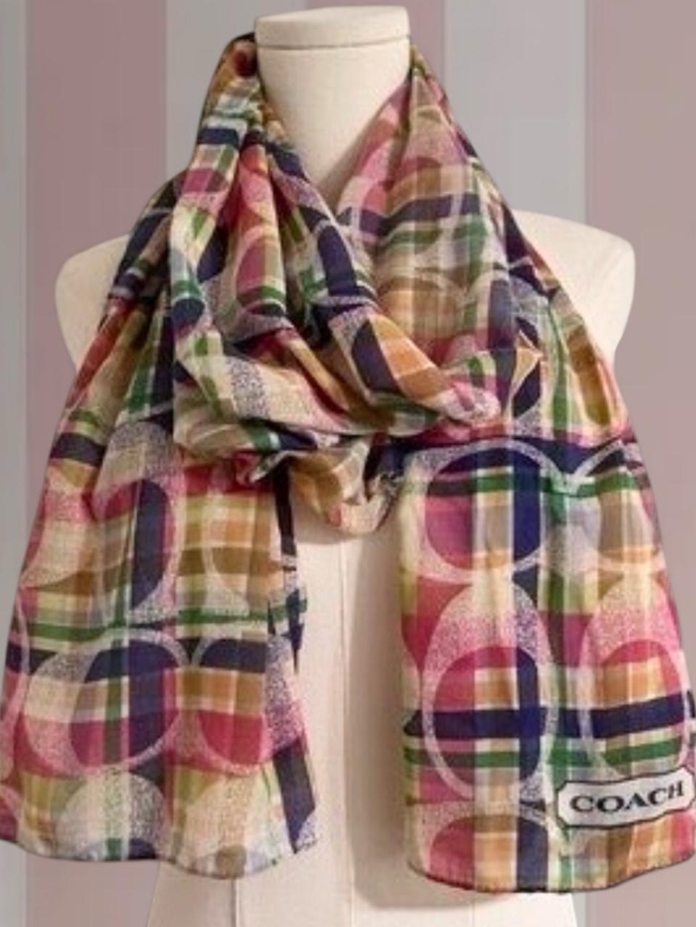 COACH Y2K Plaid Lightweight Scarf
